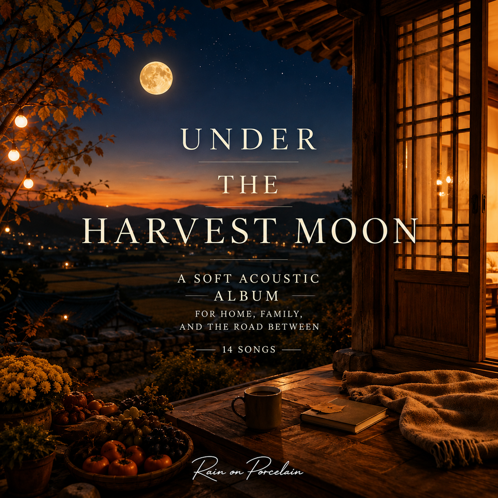 Under the Harvest Moon 앨범 커버 — 가을 들판 위로 떠오른 추석 보름달